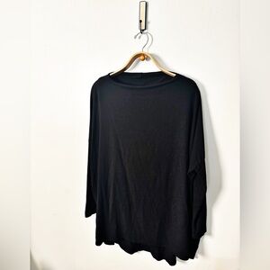 Bryn Walker Shirt Womens Medium Black mock neck Lagenlook Made in USA Rayon